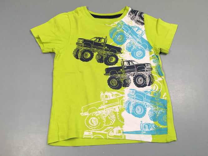 T-shirt m.c  vert anis , camions, moins cher chez Petit Kiwi