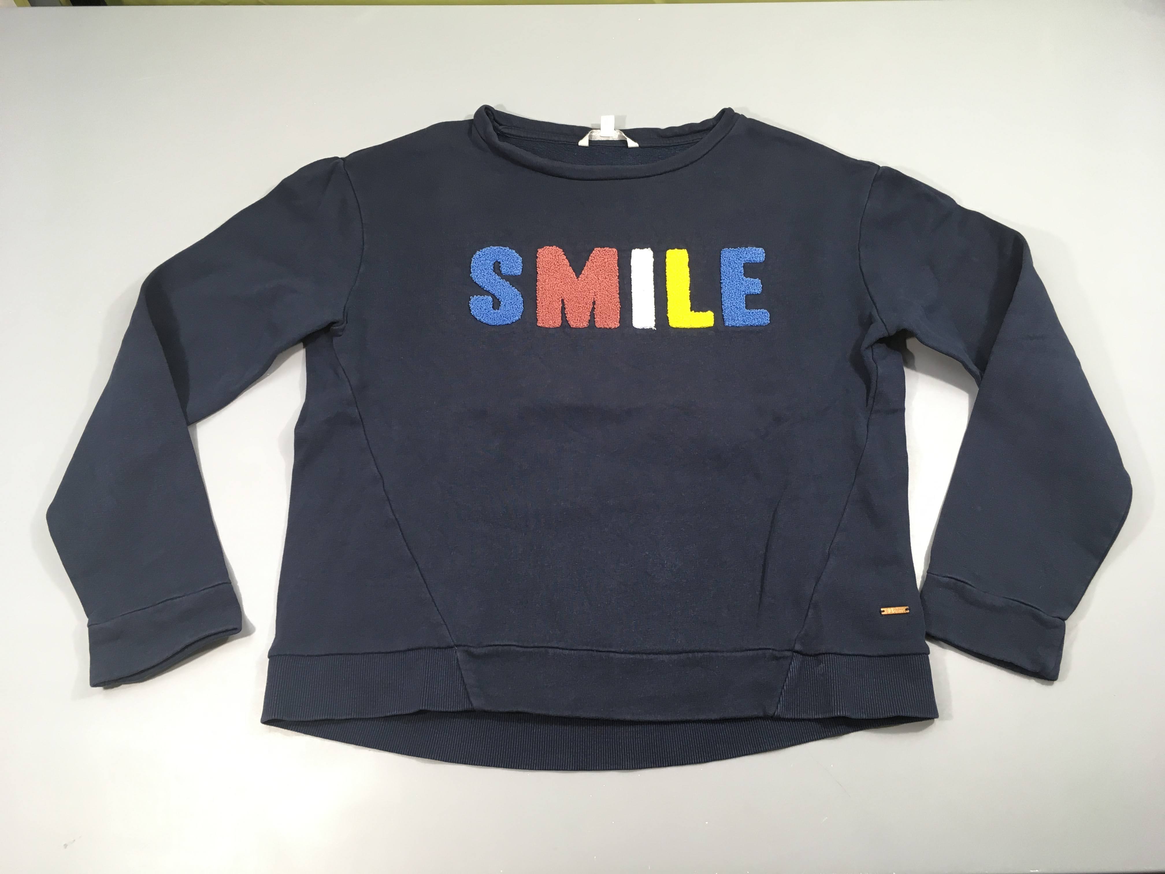 Sweat bleu foncé Smile texturé
