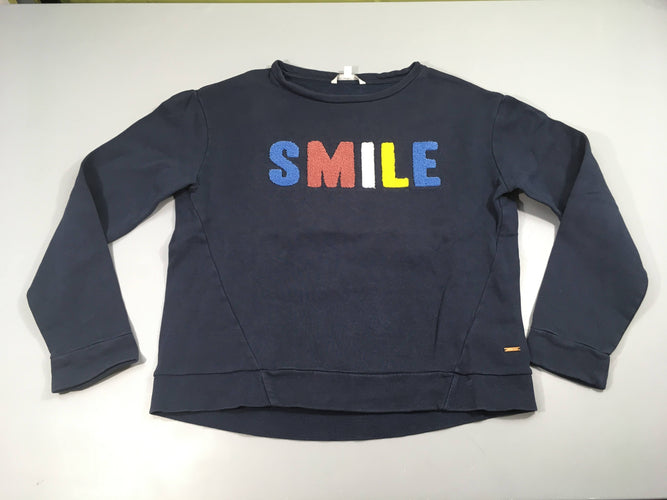 Sweat bleu foncé Smile texturé, moins cher chez Petit Kiwi