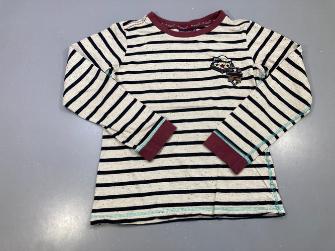 T-shirt m.l rayé écru marine écusson Major, moins cher chez Petit Kiwi