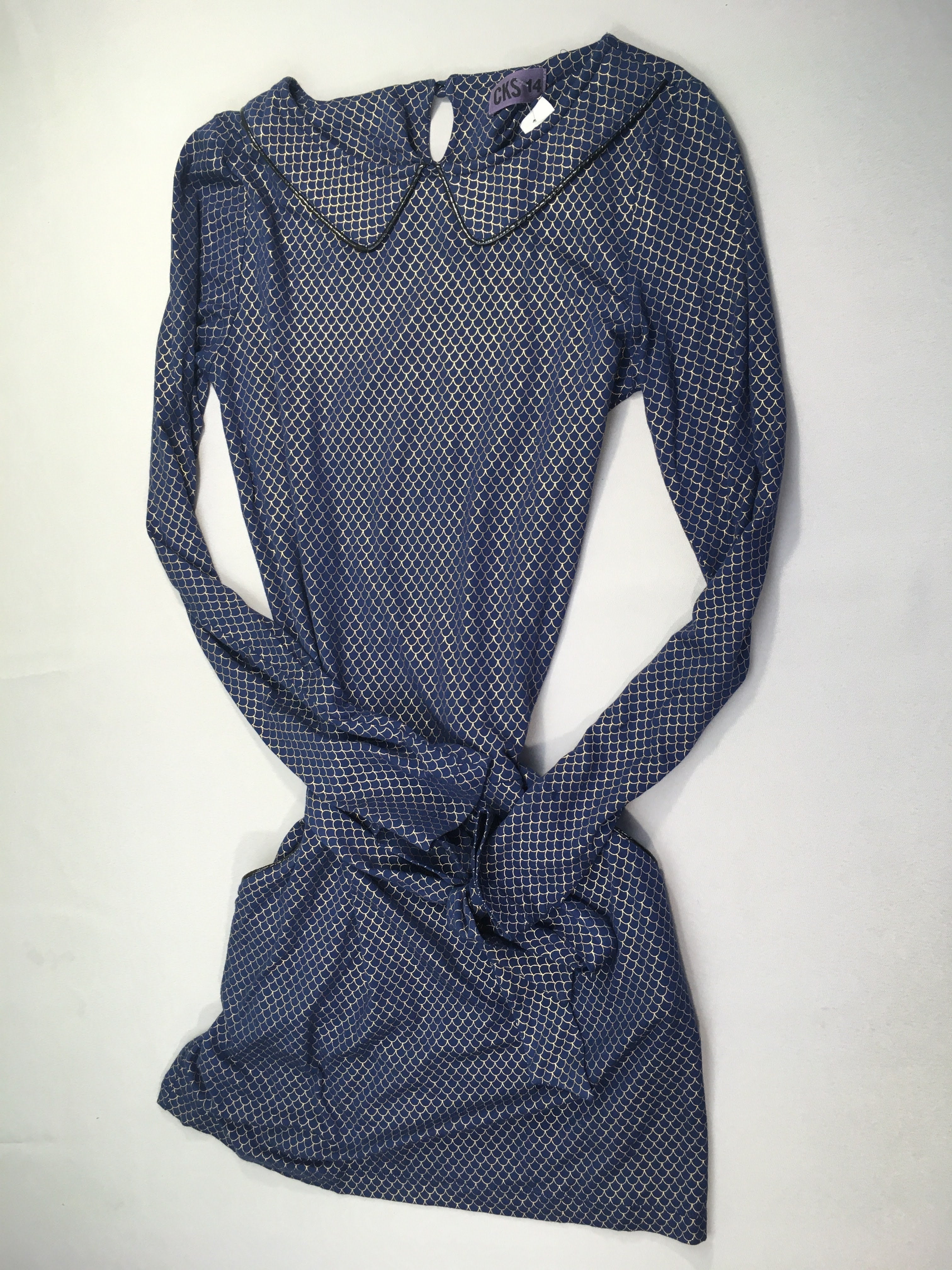 Robe m.l bleu/doré, effet sirène