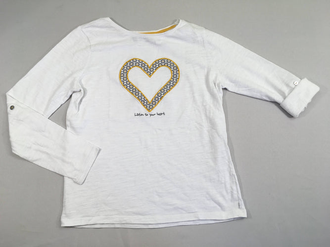T-shirt m.l blanc coeur, moins cher chez Petit Kiwi