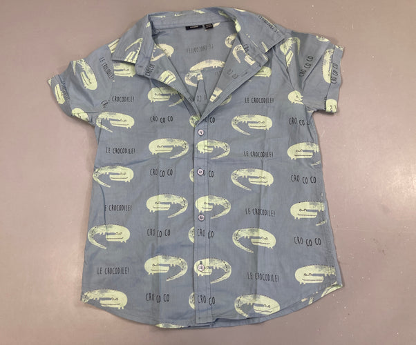 Chemise m.c bleue Croco, moins cher chez Petit Kiwi