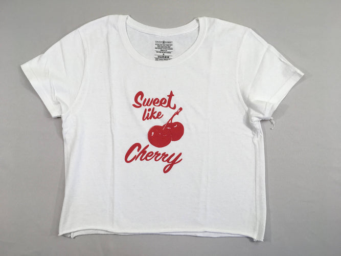 T-shirt court m.c blanc cerises, moins cher chez Petit Kiwi