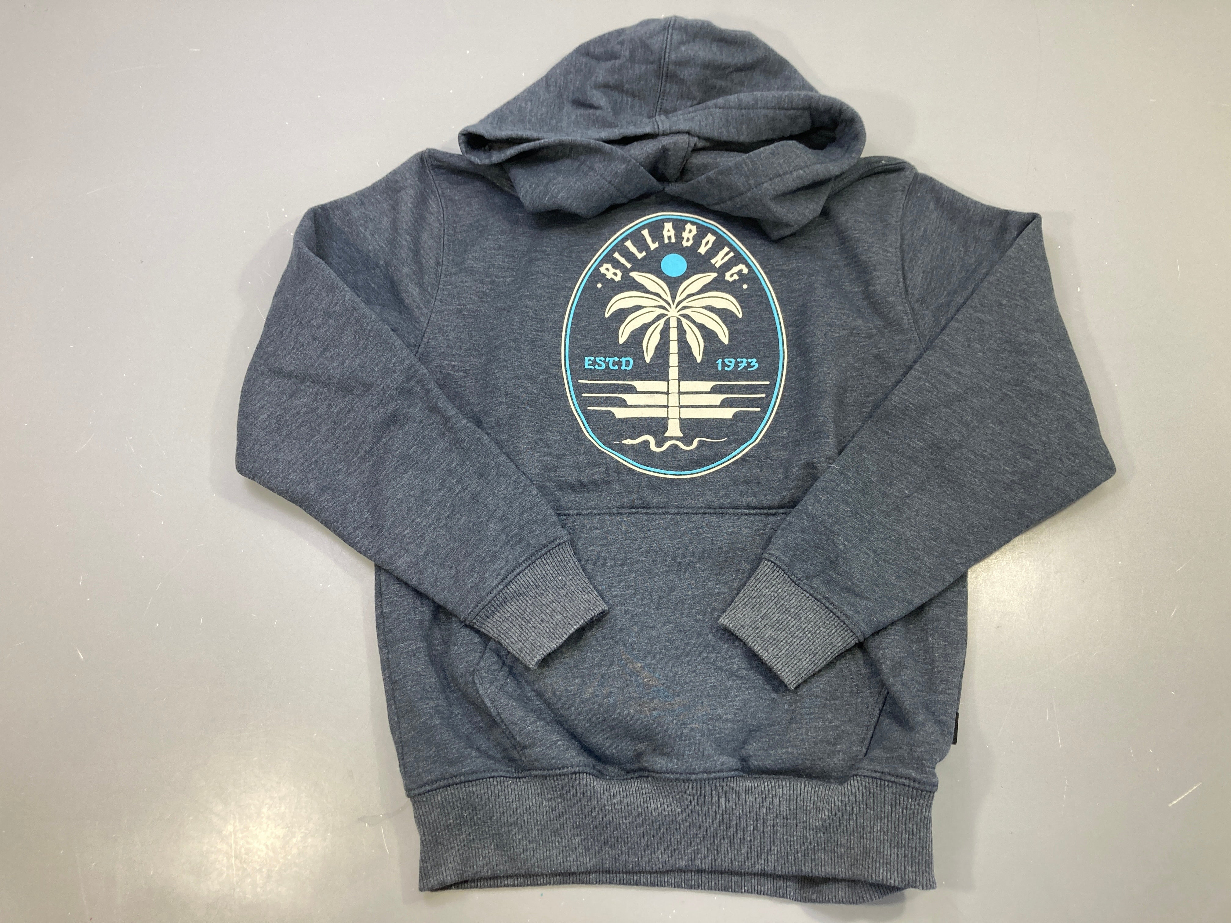Sweat capuche gris chiné imprimé palmier, Billabong