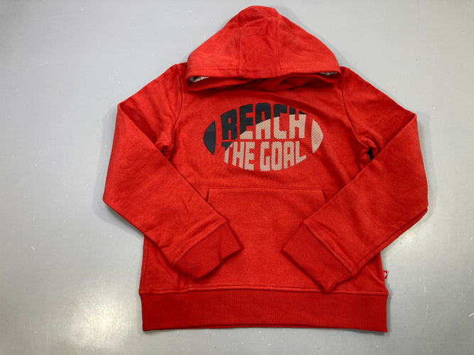 Sweat capuche rouge imprimé Reach The Goal ballon, moins cher chez Petit Kiwi