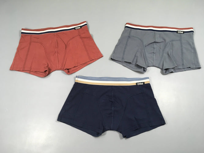 3 Boxers bleu-gris-terracotta Dim, moins cher chez Petit Kiwi