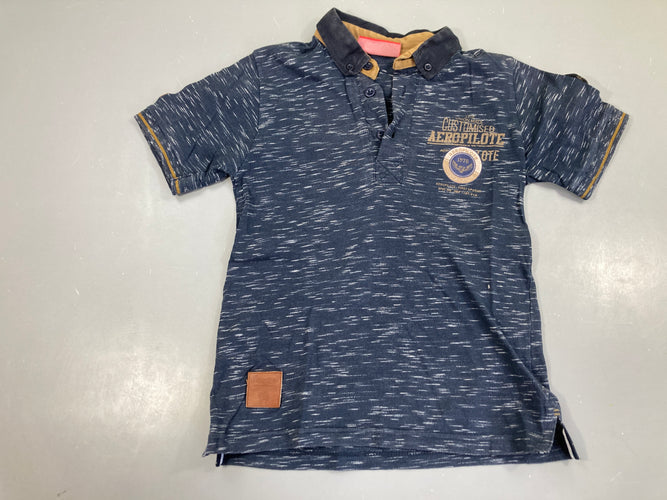 Polo m.c jersey bleu chiné gris Aeropilote, moins cher chez Petit Kiwi