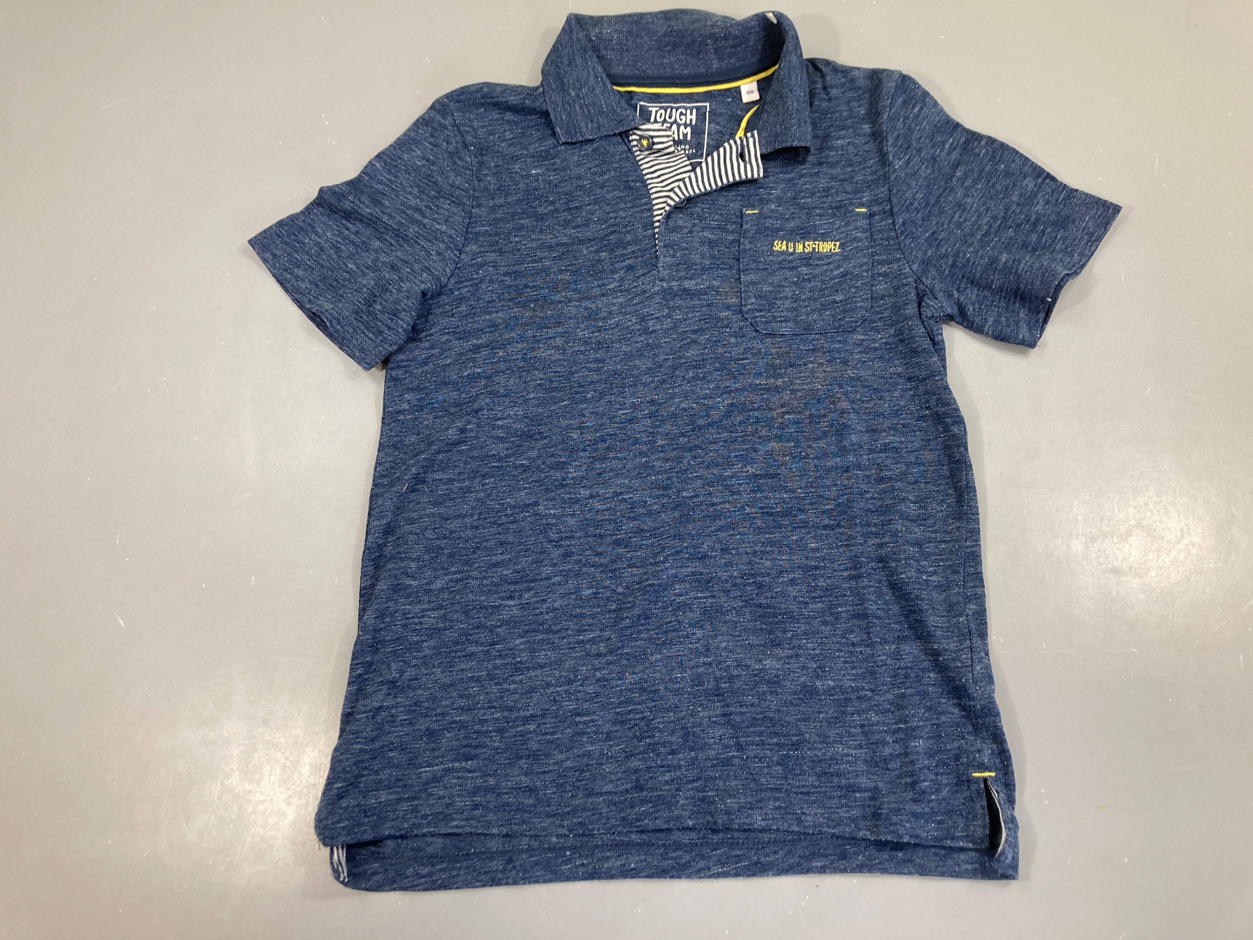 Polo m.c jersey bleu chiné poche