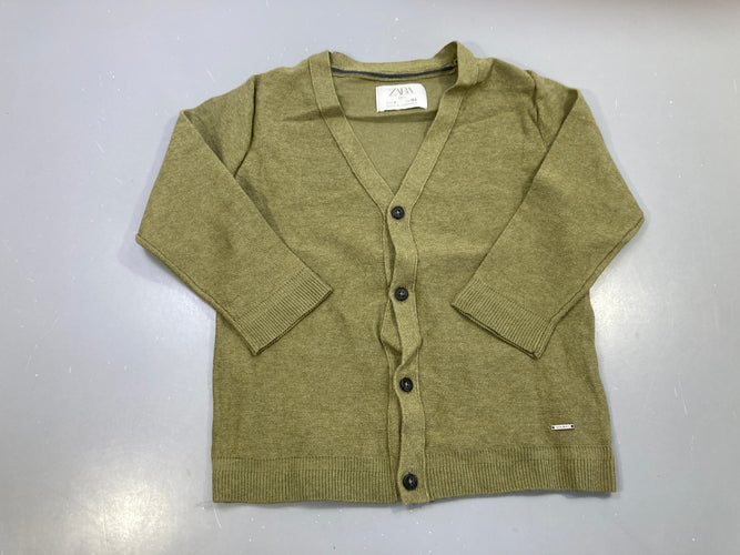 Gilet boutonné col v kaki, moins cher chez Petit Kiwi