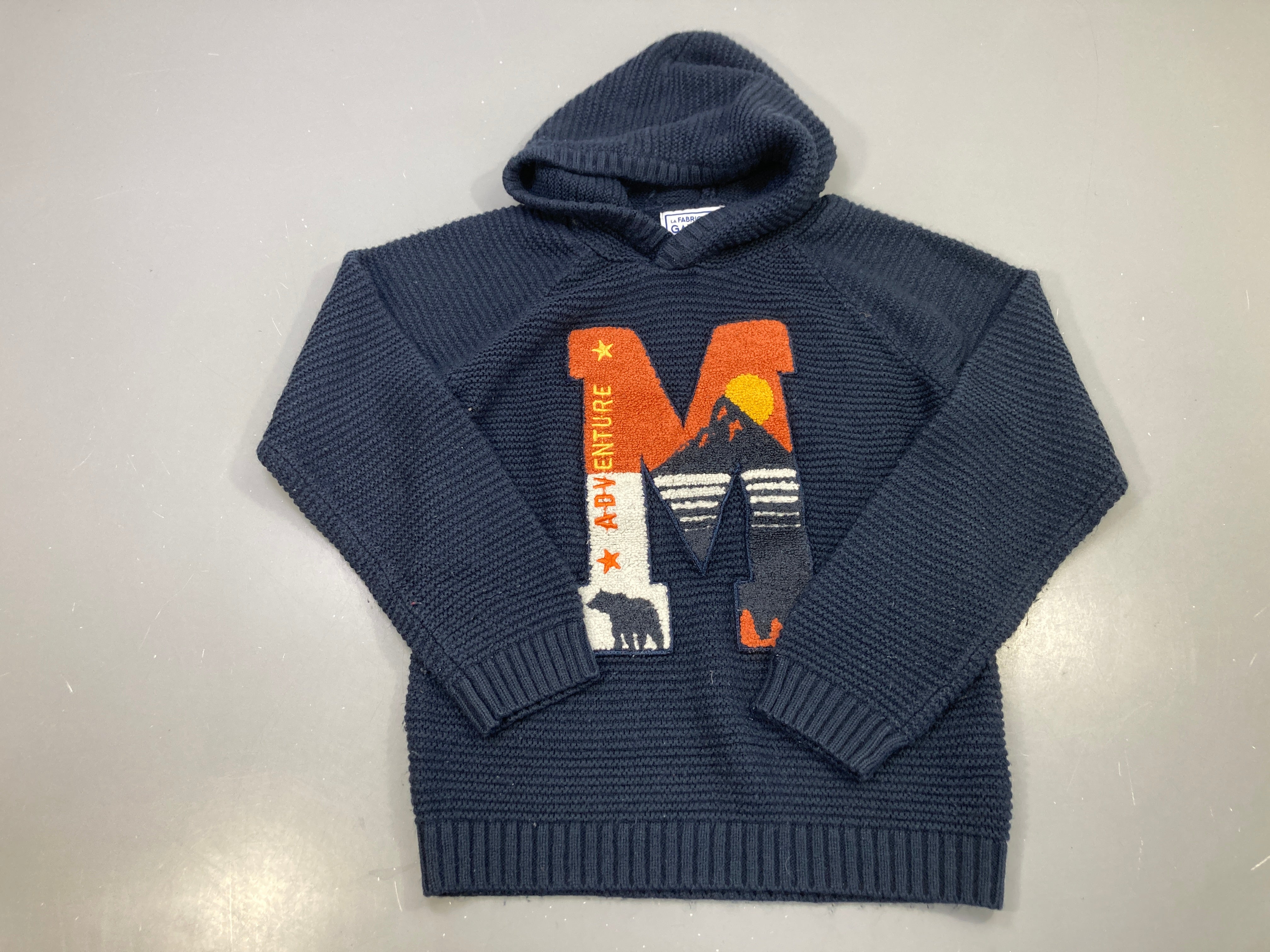 Pull capuche marine imprimé M Adventure ours montagne