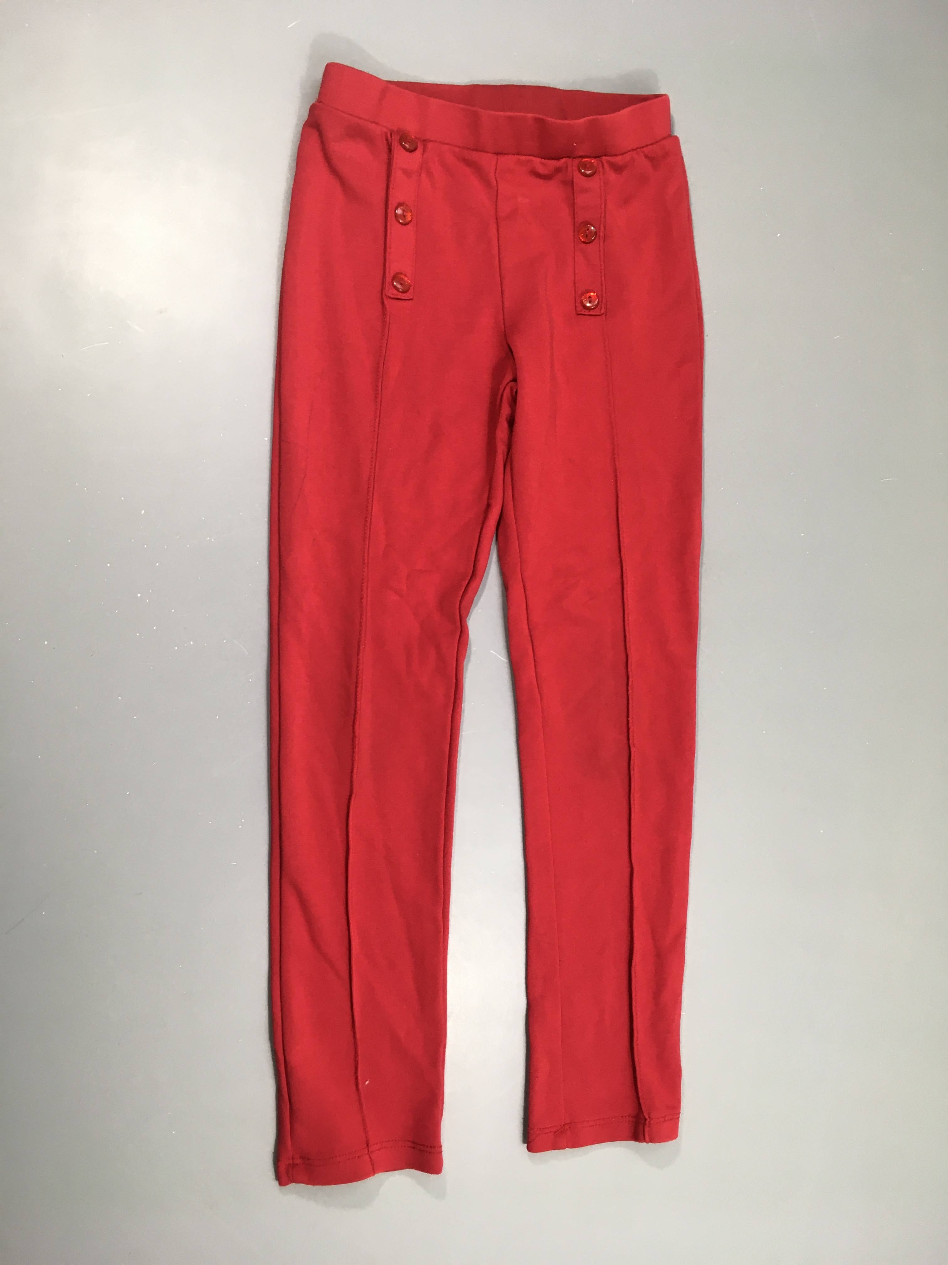 Pantalon molleton rouge côte boutons