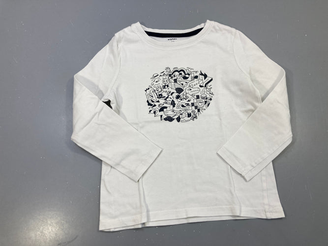 T-shirt m.l blanc imprimé, moins cher chez Petit Kiwi