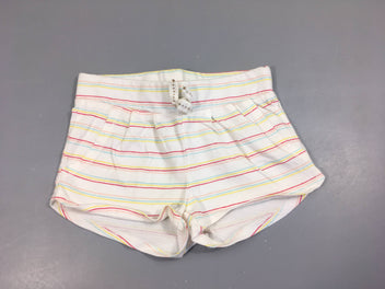 Short jersey blanc rayé multicolore