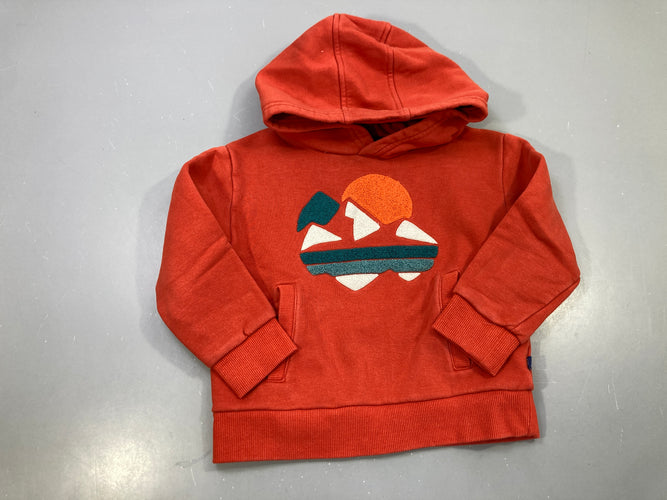 Sweat capuche brique montagne, moins cher chez Petit Kiwi