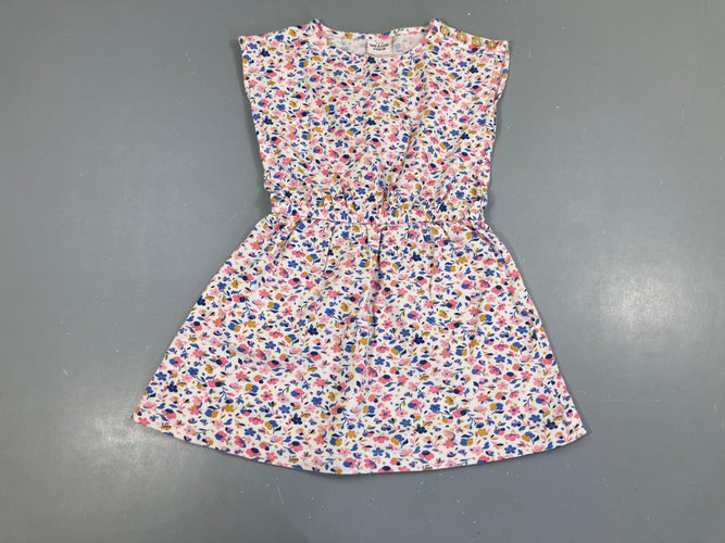 Robe m.c molleton blanc fleurs, moins cher chez Petit Kiwi