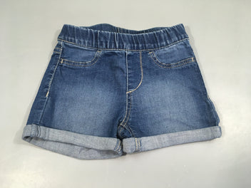 Short denim à revers taille élastique