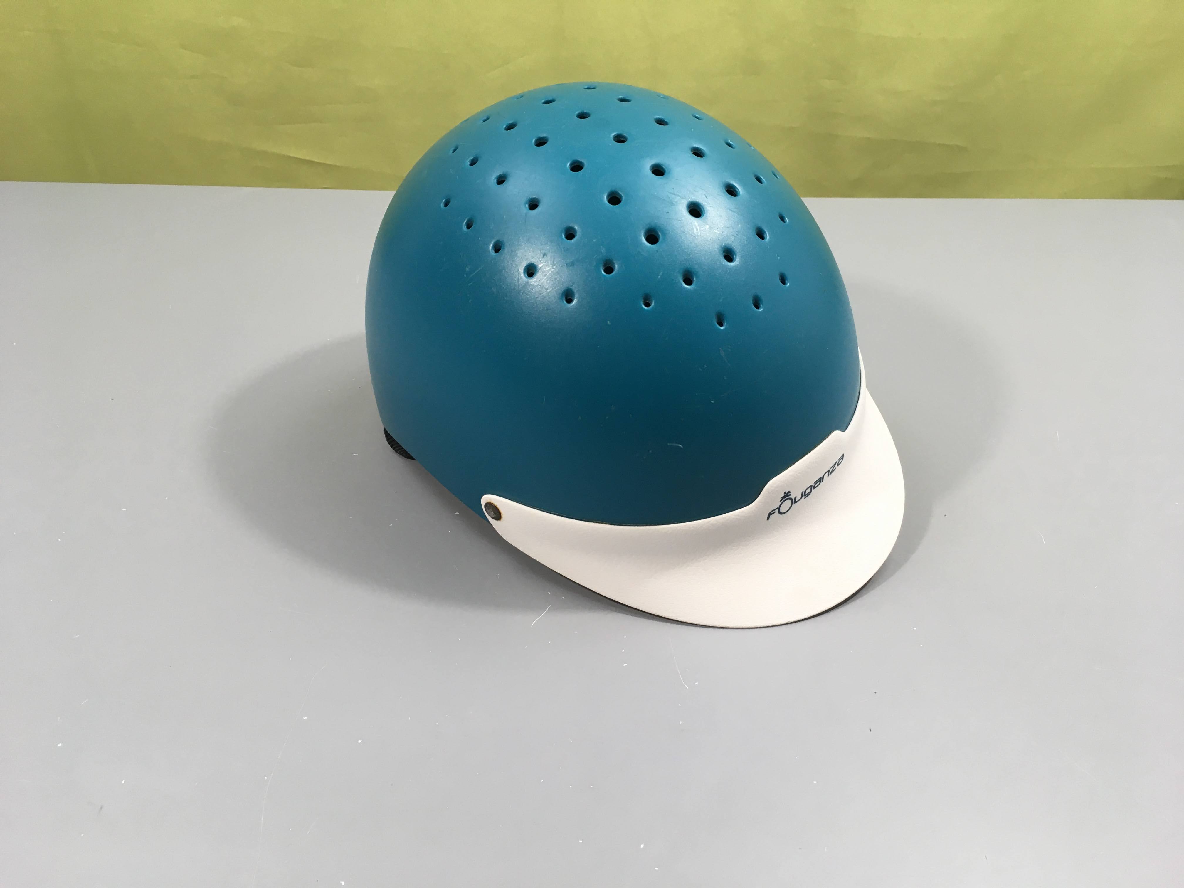 Bombe d'équitation turquoise foncé 48-52cm Fouganza