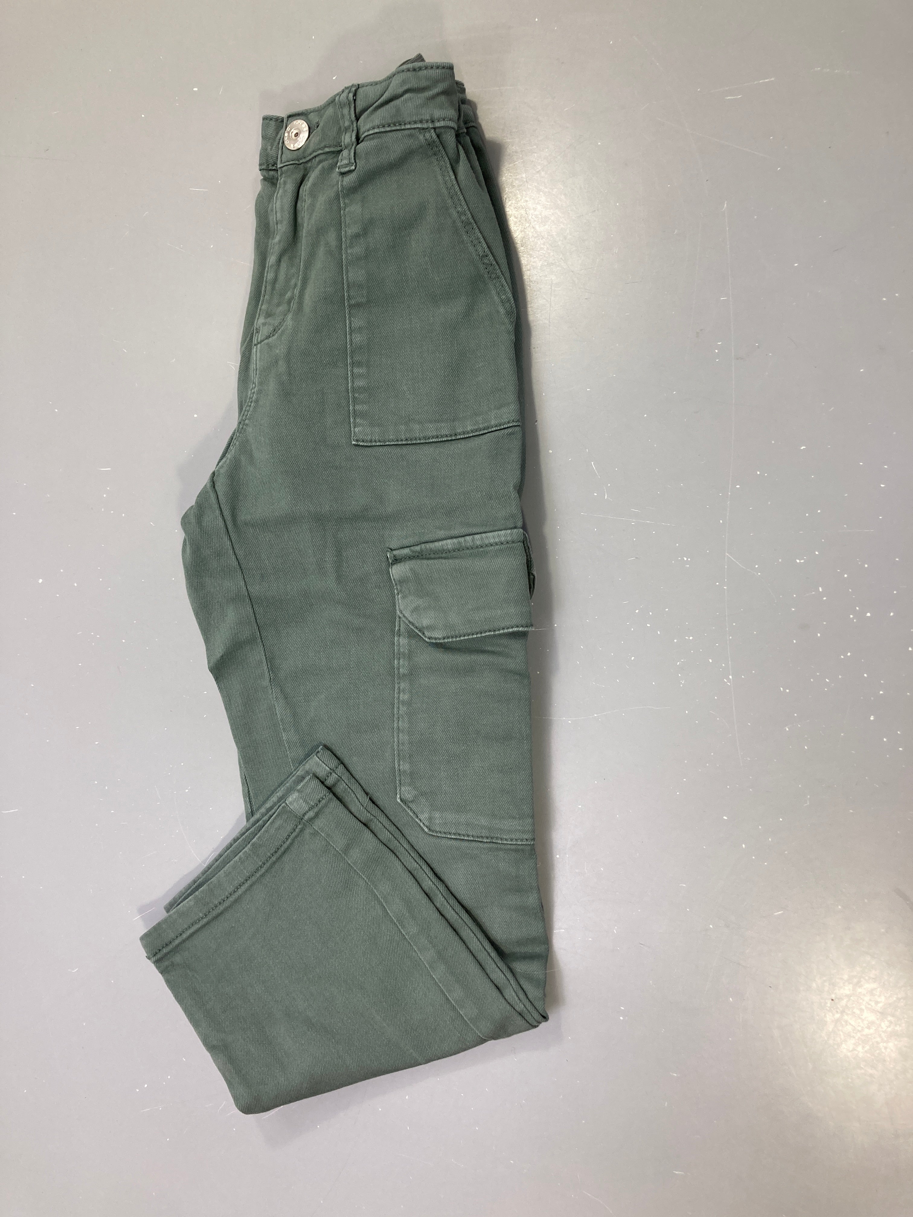 Pantalon toile vert kaki cargo