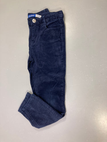 Pantalon velours côtelé bleu marine skinny genoux usés, moins cher chez Petit Kiwi