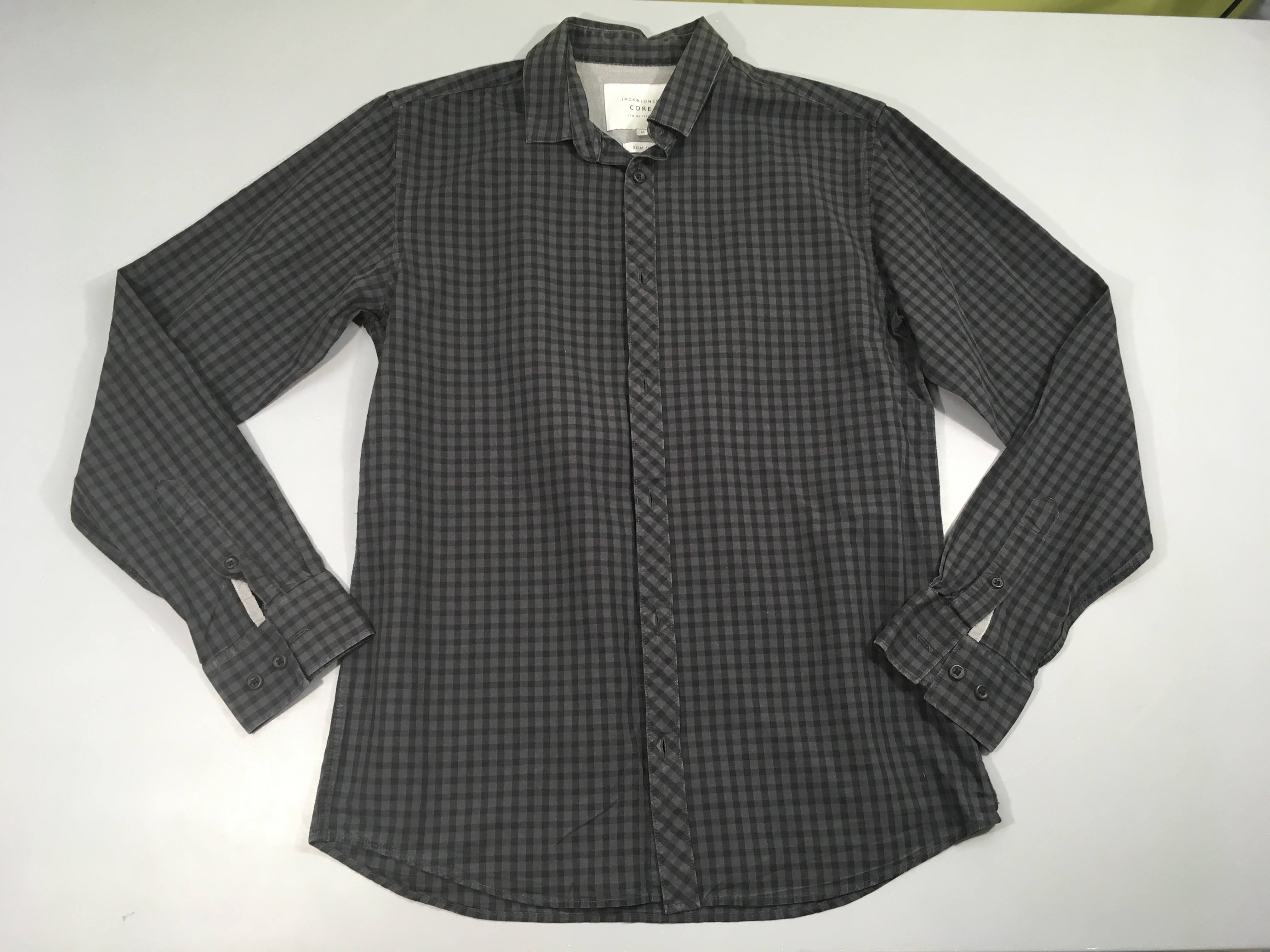 Chemise m.l à carreaux noir-gris