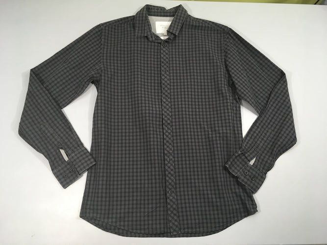 Chemise m.l à carreaux noir-gris, moins cher chez Petit Kiwi