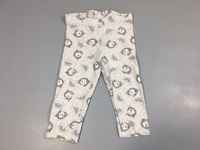 Legging court gris licornes, moins cher chez Petit Kiwi