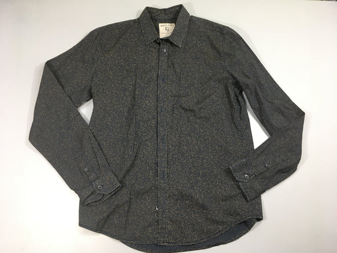 Chemise m.l noires minis triangles bruns, moins cher chez Petit Kiwi