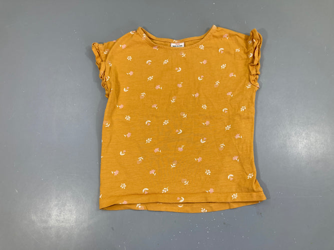 T-shirt m.c orange flammé fleurs, moins cher chez Petit Kiwi