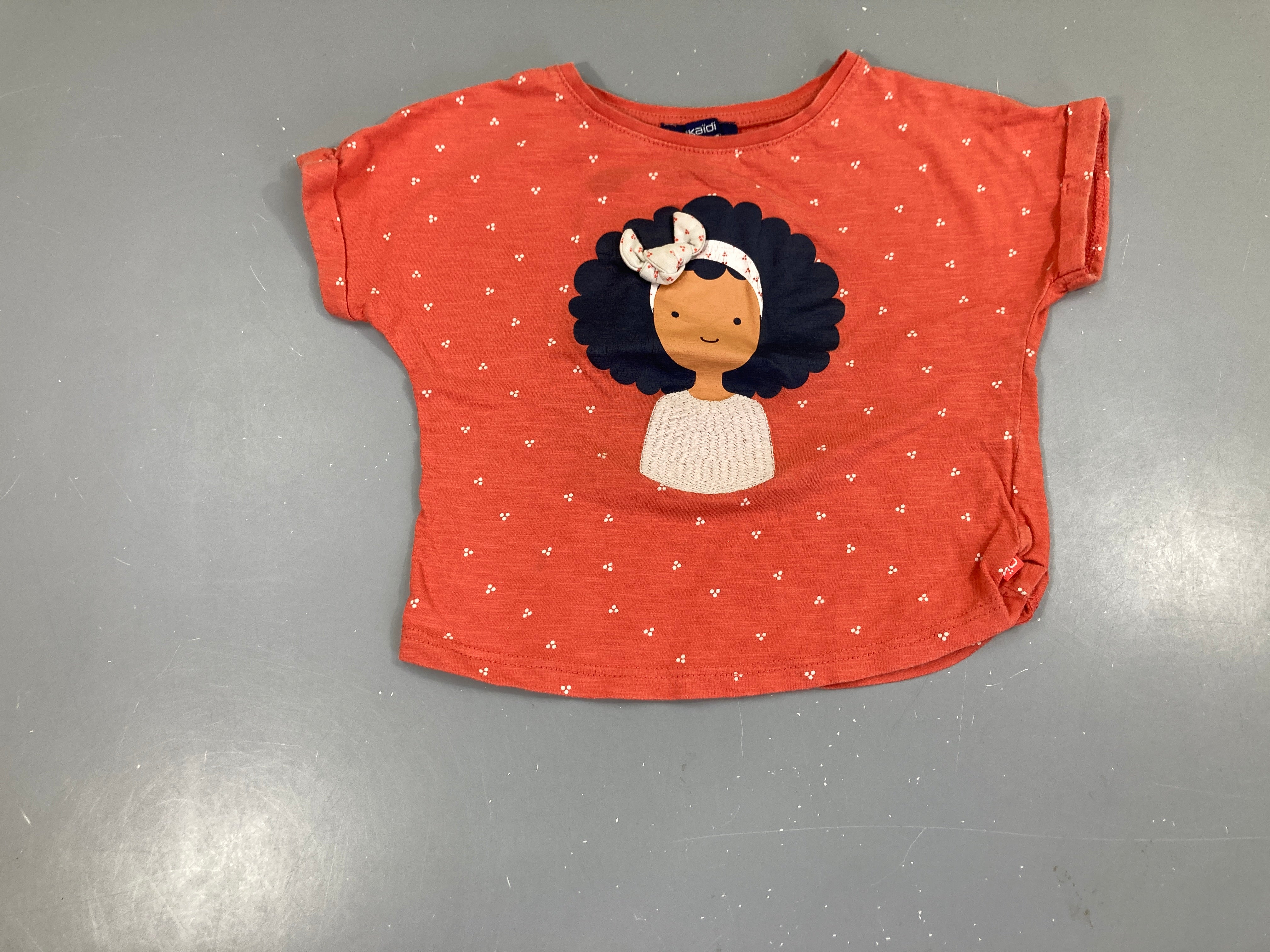 T-shirt m.c orange foncé fille, bouloché