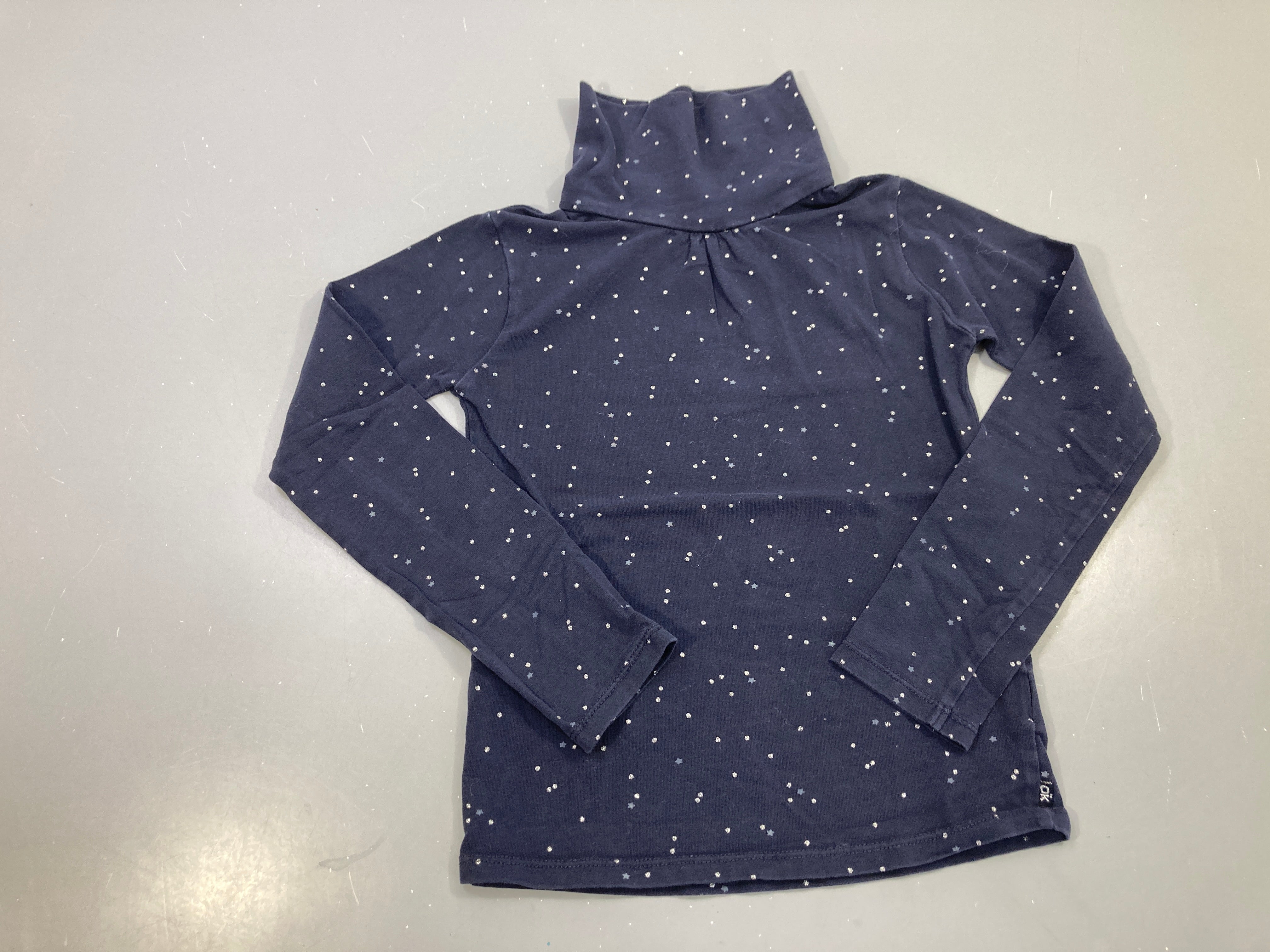 T-shirt m.l col roulé bleu marine étoiles