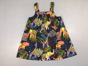 Robe à bretelles noire animaux feuillage