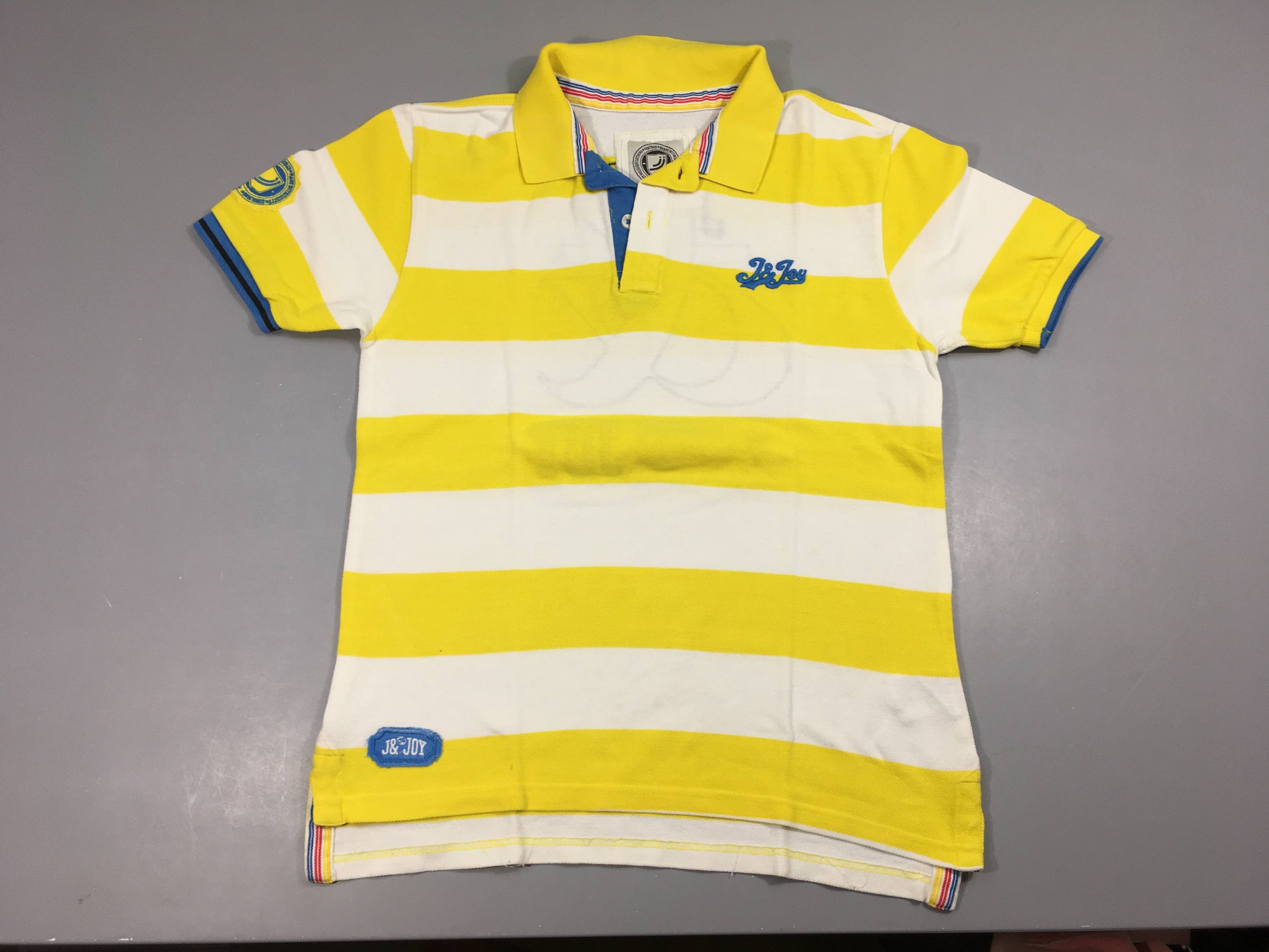 Polo m.c blanc rayé jaune J&Joy