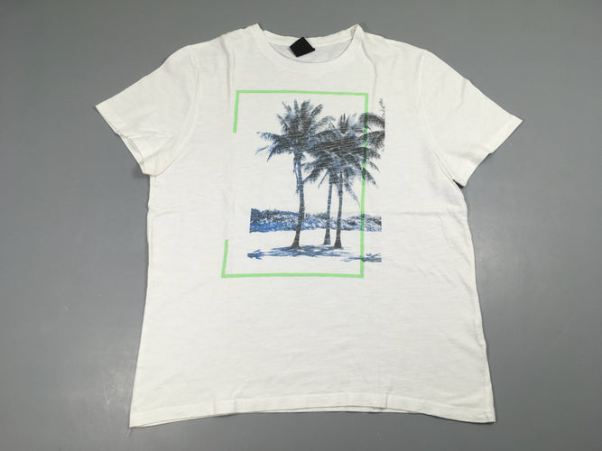 T-shirt m.c blanc flammé Palmier, moins cher chez Petit Kiwi