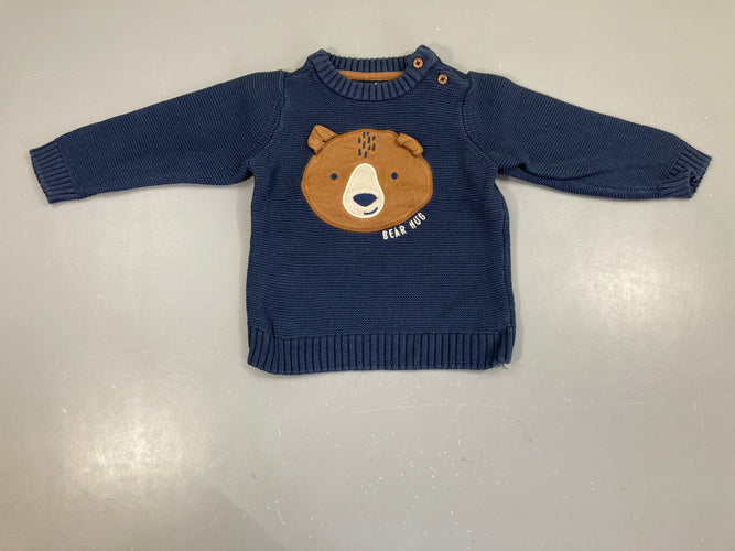 Pull bleu foncé ours, moins cher chez Petit Kiwi