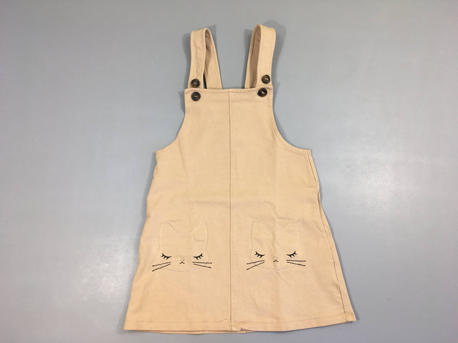 Robe salopette jersey beige chats, moins cher chez Petit Kiwi