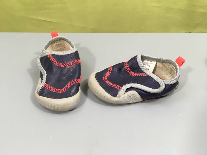 Chaussons de gym cuir bleu foncé, 22, moins cher chez Petit Kiwi