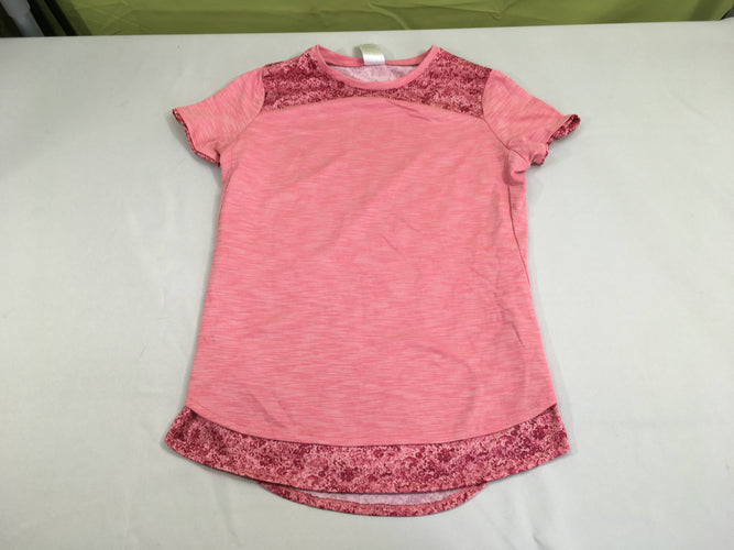 T-shirt m.c rose flammé effet superposé, moins cher chez Petit Kiwi