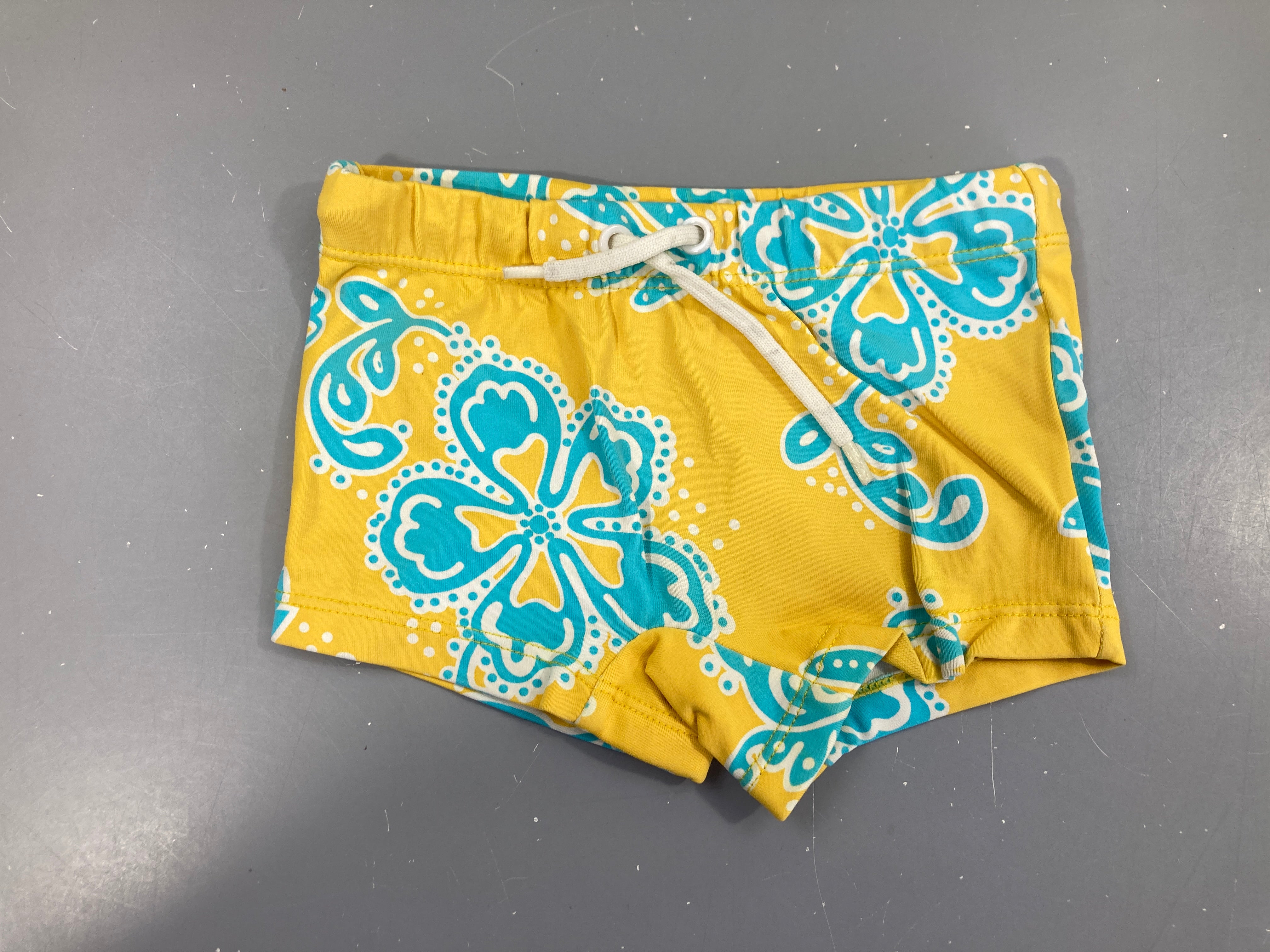 Maillot boxer jaune fleurs (taille estimée)