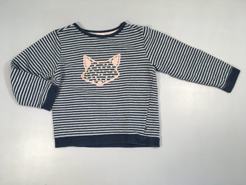Sweat gris rayé bleu renard