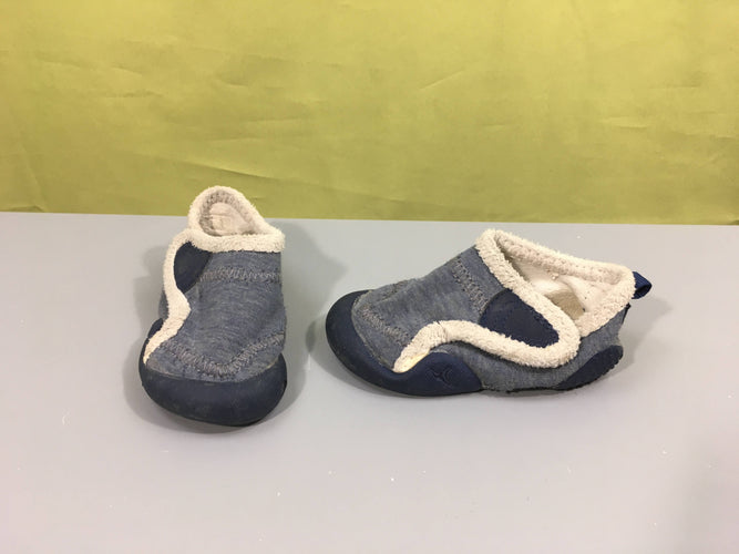 Chaussons de gym bleu intérieur velours, 23, moins cher chez Petit Kiwi