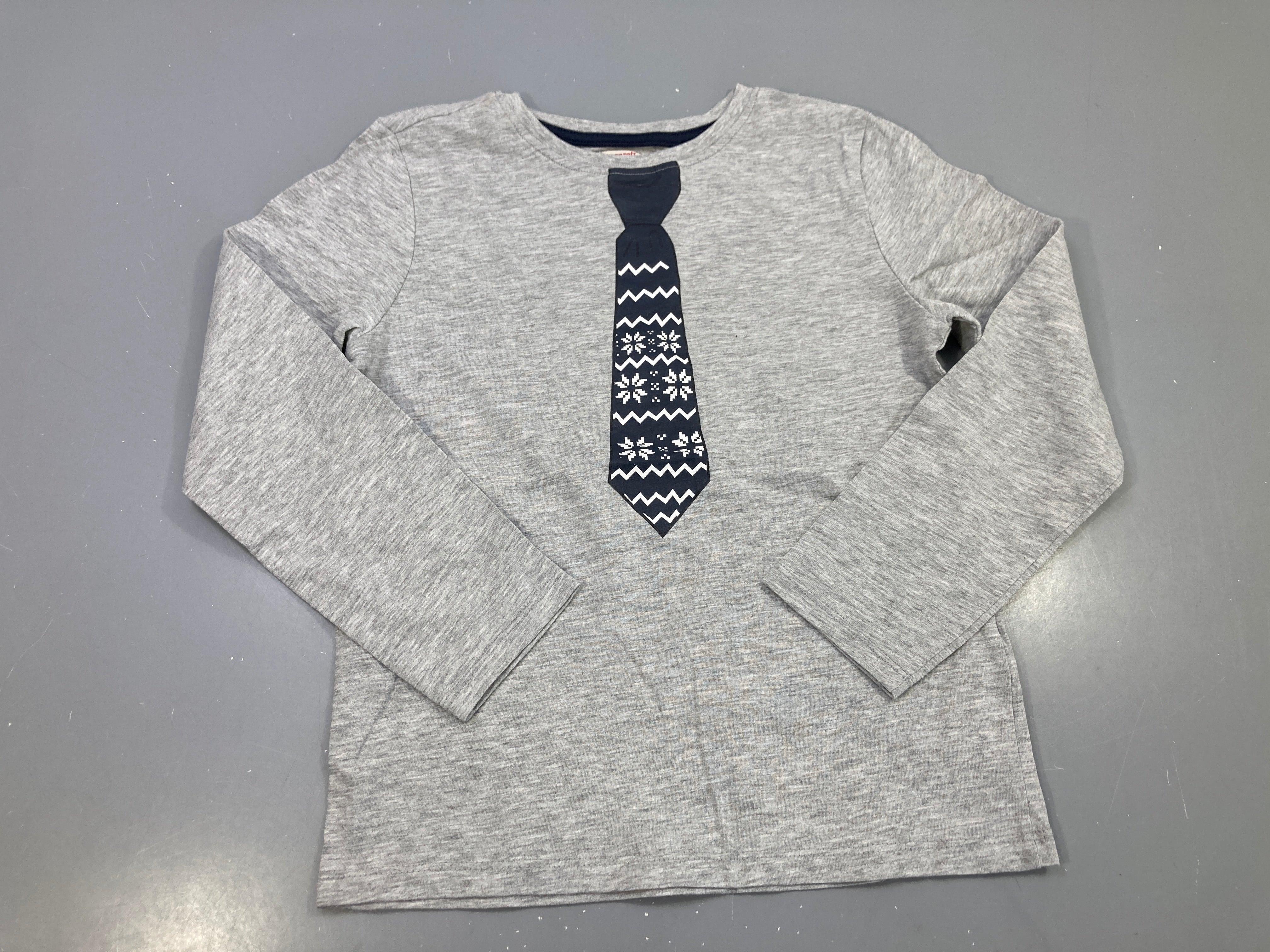 T-shirt m.l gris chiné cravate imprimée