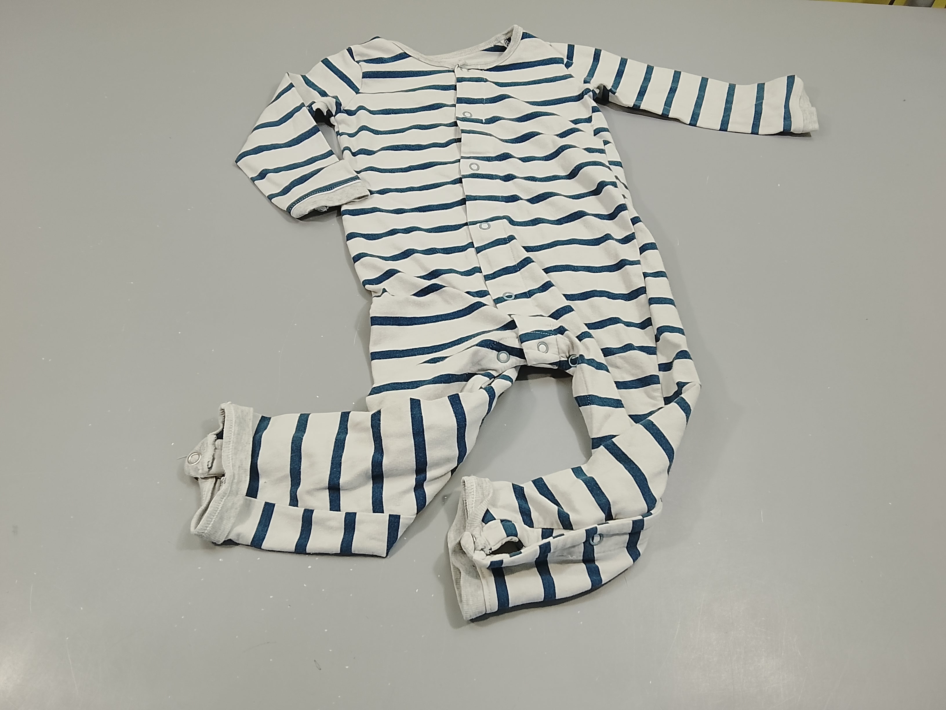 Pyjama jersey blanc rayé bleu