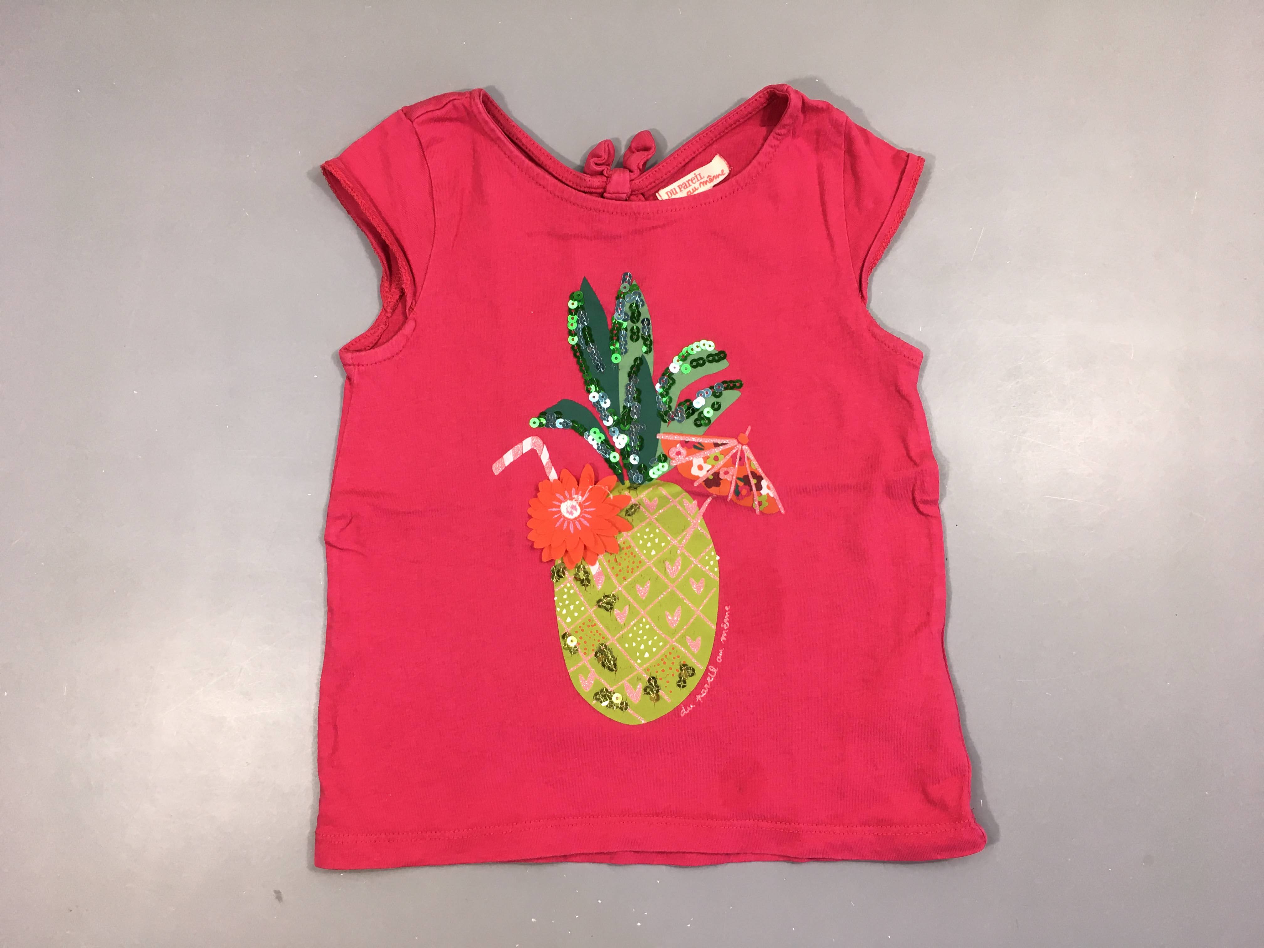 T-shirt m.c rose vif ananas sequins