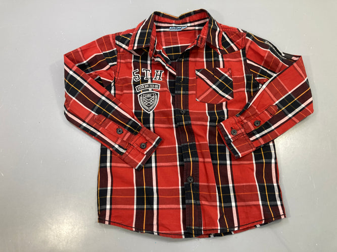 Chemise m.l carreaux rouge et noir, moins cher chez Petit Kiwi