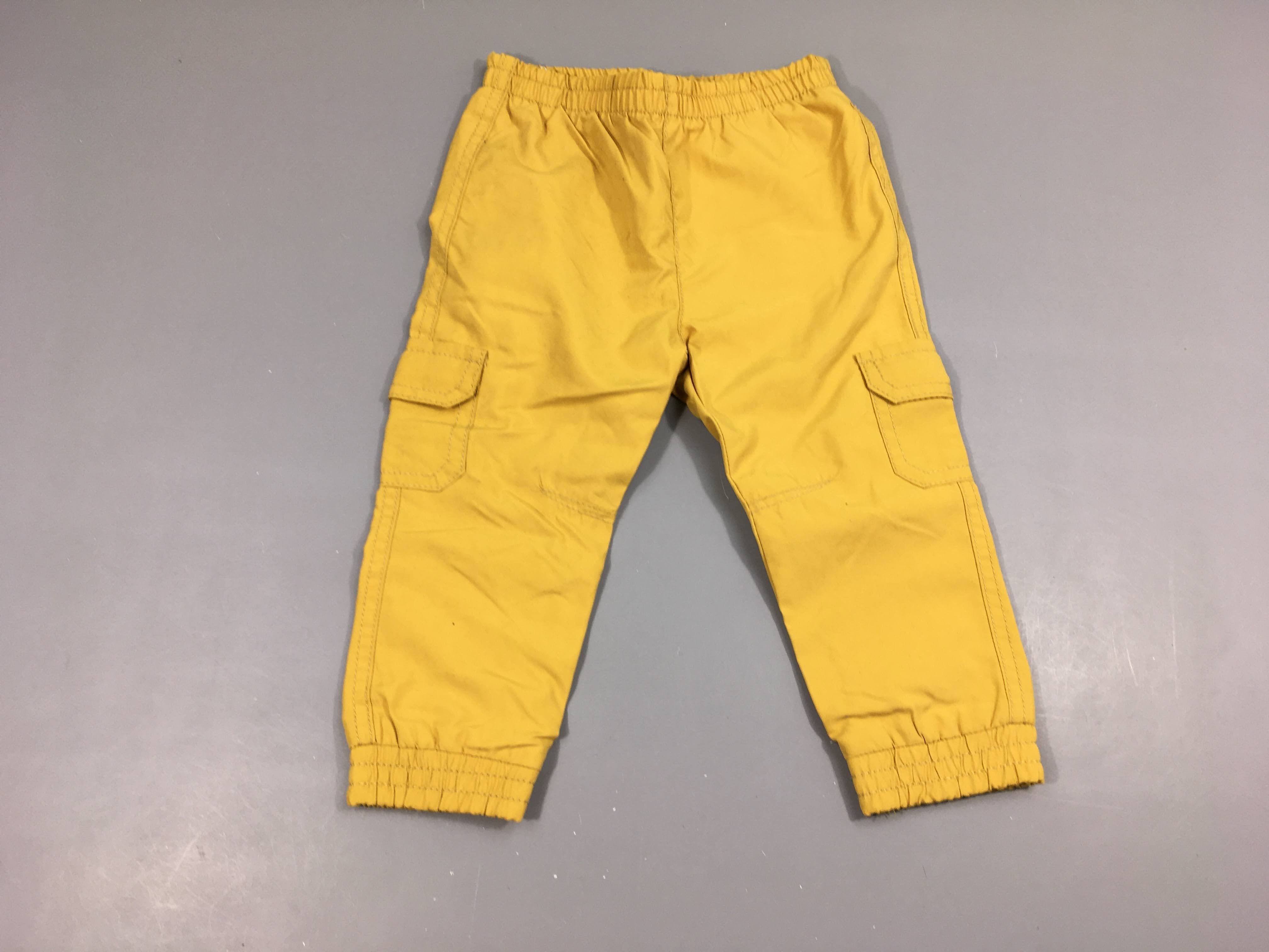 Pantalon cargo taille et chevilles élastiques jaune