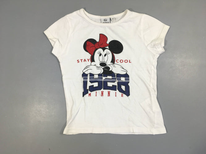 T-shirt m.c blanc Minnie, légèrement bouloché, moins cher chez Petit Kiwi