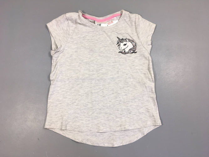 T-shirt m.c gris clair flammé licorne, moins cher chez Petit Kiwi
