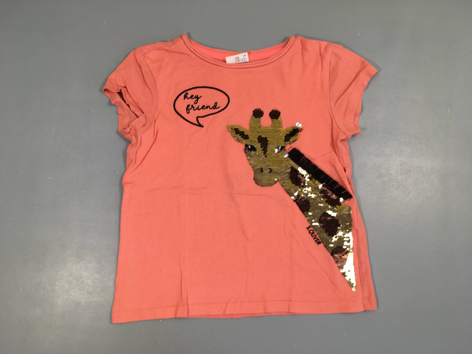 T-shirt m.c rose girafe sequins réversibles, moins cher chez Petit Kiwi
