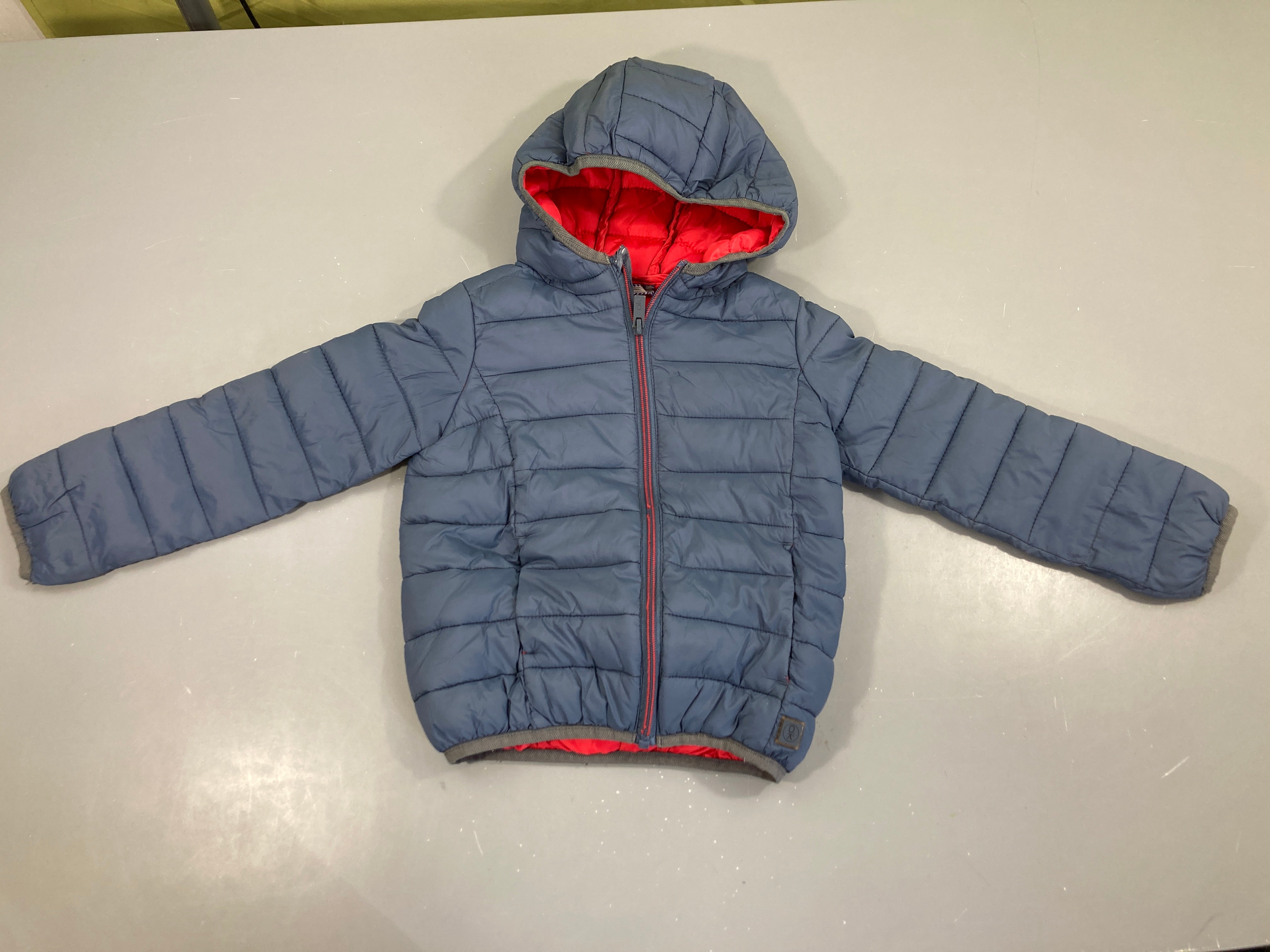Doudoune light zippée bleu/gris à capuche